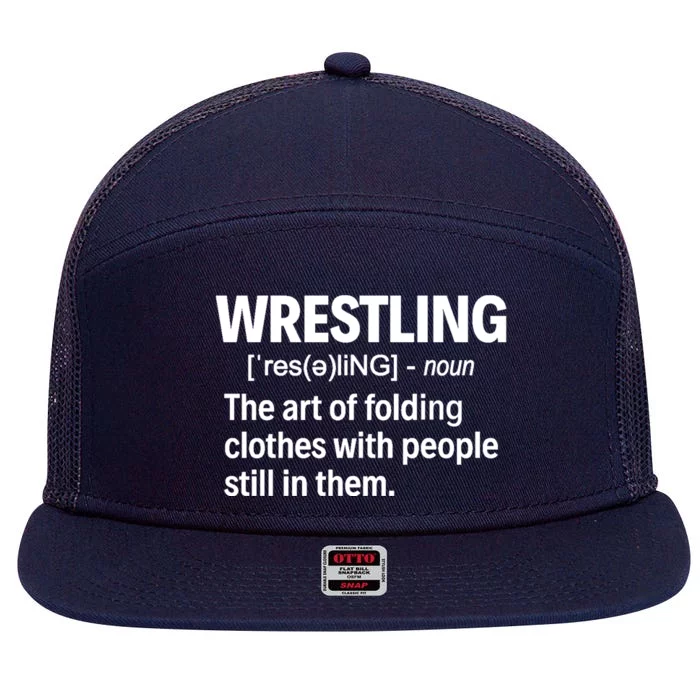 Wrestling Definition Great Gift 7 Panel Mesh Trucker Snapback Hat