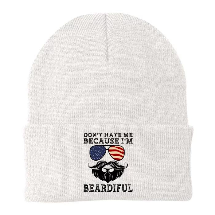 Wmb7 Dont Hate Me Because Beardiful Beard Dad American Pride Cool Gift Knit Cap Winter Beanie