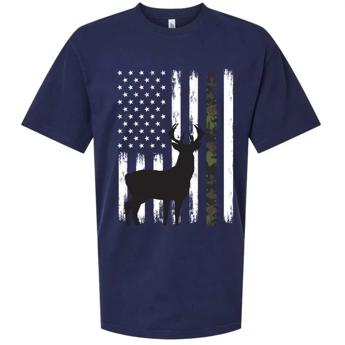 Whitetail Deer Hunting Hunter Funny Gift Buck Camo American Flag Cool Gift Sueded Cloud Jersey T-Shirt