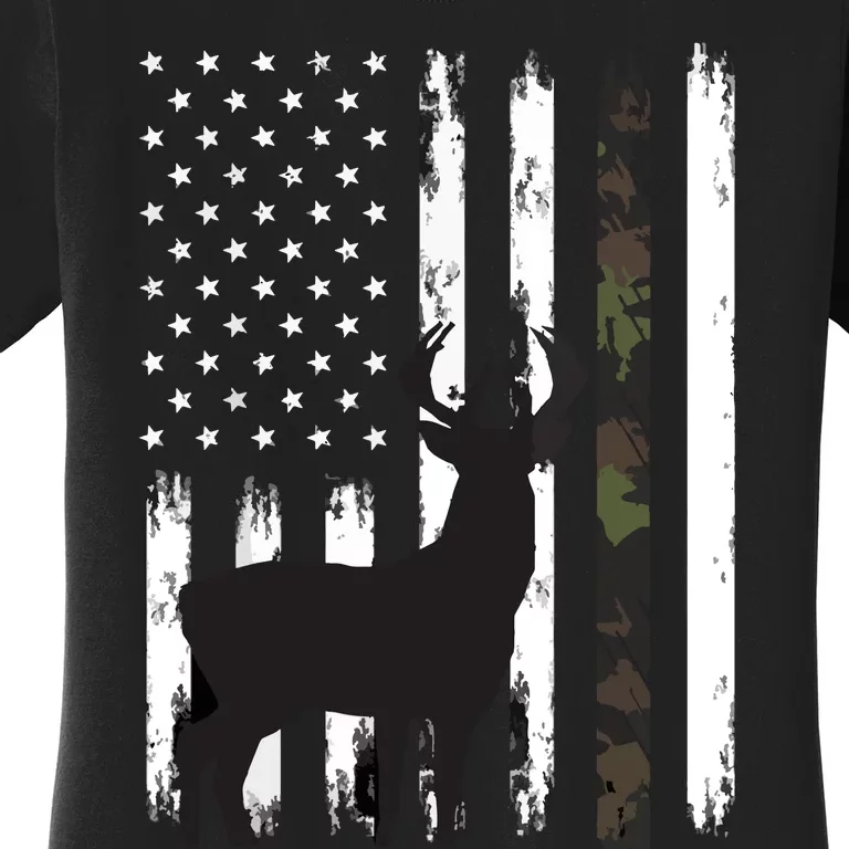 Whitetail Deer Hunting Hunter Gifts Buck Camo American Women's T-Shirt