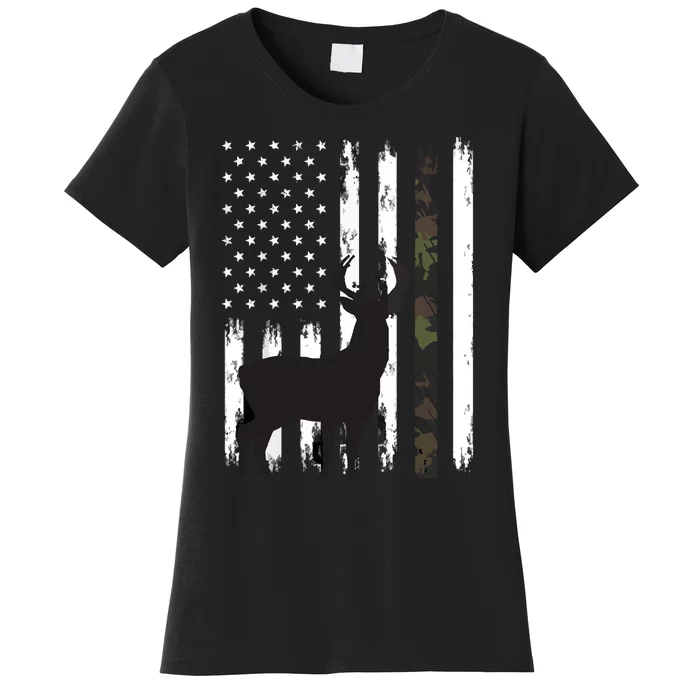 Whitetail Deer Hunting Hunter Gifts Buck Camo American Women's T-Shirt