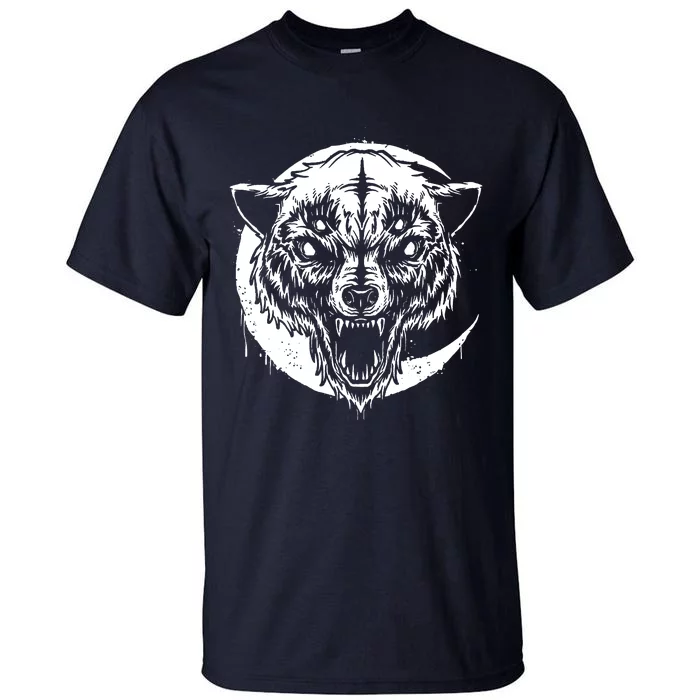 Wolf Demon Horror Werewolf Monster Rockabilly Psychobilly Goth Punk Heavy Metal Tall T-Shirt