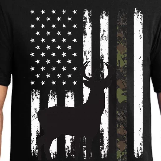 Whitetail Deer Hunting Hunter Gifts Buck Camo American Flag Pajama Set