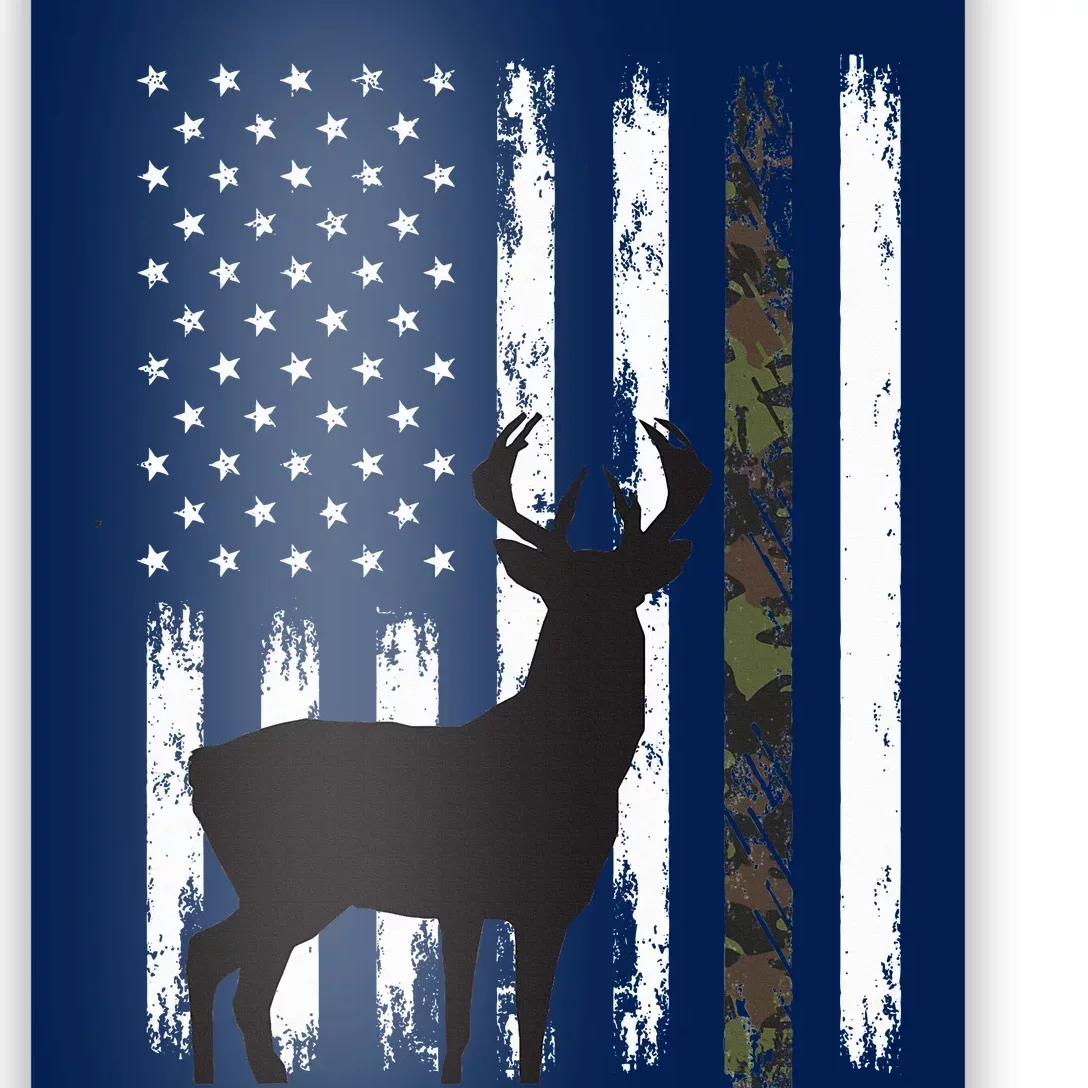 Whitetail Deer Hunting Hunter Gifts Buck Camo American Flag Poster