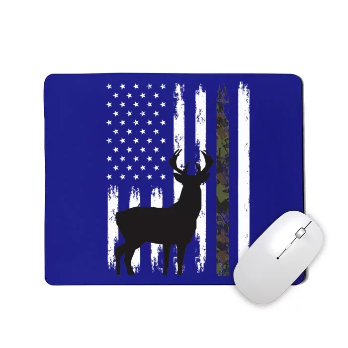 Whitetail Deer Hunting Hunter Gifts Buck Camo American Flag Mousepad