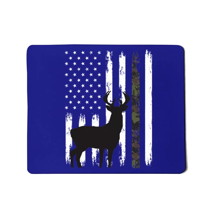 Whitetail Deer Hunting Hunter Gifts Buck Camo American Flag Mousepad