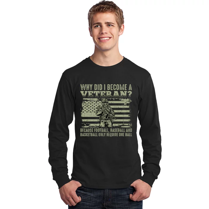 Why Did I Become A Veteran Quotation Usa Flag Long Sleeve Shirt