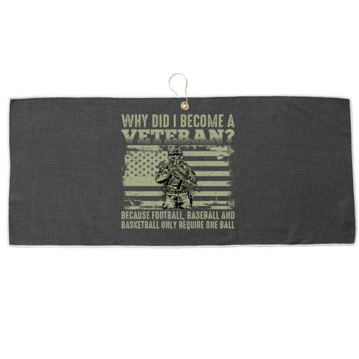 Why Did I Become A Veteran Quotation Usa Flag Large Microfiber Waffle Golf Towel