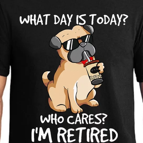 What Day Is Today Who Cares Im Retired Dogs Owner & Lovers Pajama Set