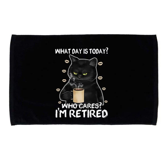 What Day Is Today? Who Cares? I'm Retired Cat Lover Gift Microfiber Hand Towel