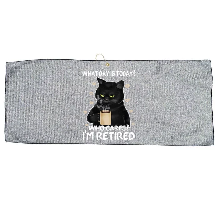 What Day Is Today? Who Cares? I'm Retired Cat Lover Gift Large Microfiber Waffle Golf Towel