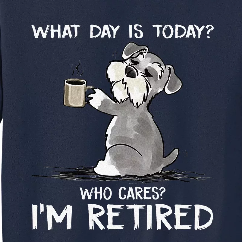 What Day Is Today Who Cares Im Retired Funny Cat Schnauzer Tall Sweatshirt