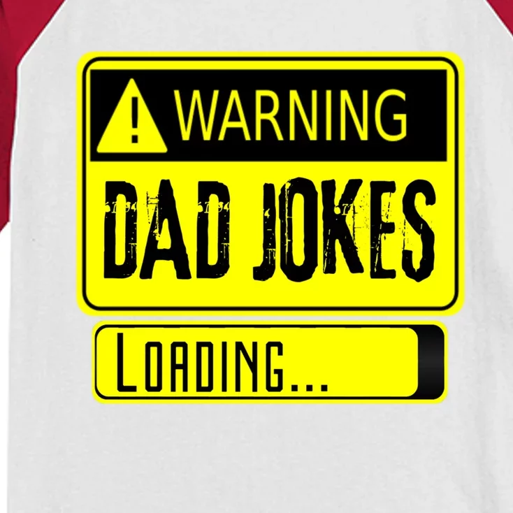 Warning Dad Jokes Loading Funny Dad Gift Kids Colorblock Raglan Jersey