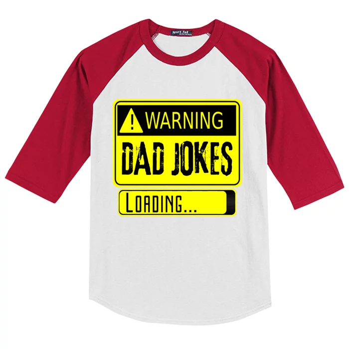 Warning Dad Jokes Loading Funny Dad Gift Kids Colorblock Raglan Jersey