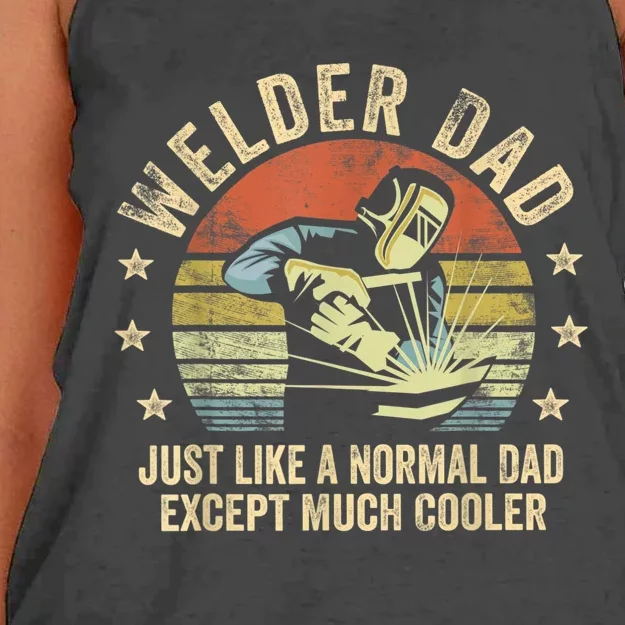 Welder Dad Just Like A Normal Dad Except Much Cooler Welding Women's Knotted Racerback Tank