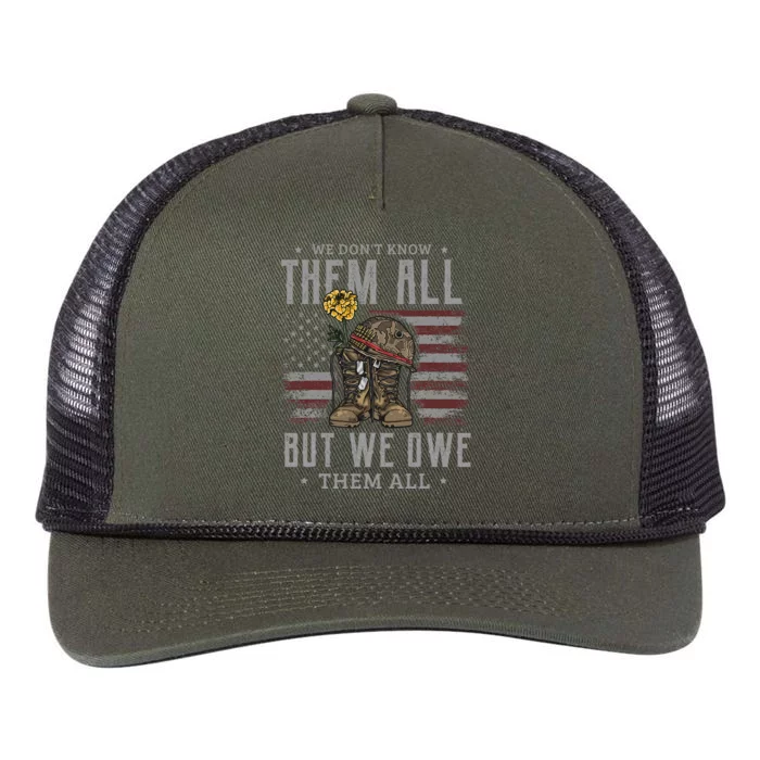 We DonT Know Them All But We Owe Them All Memorial Day Retro Rope Trucker Hat Cap