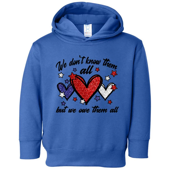 We Dont Know Them All But We Owe Them All Patriotic Great Gift Toddler Hoodie