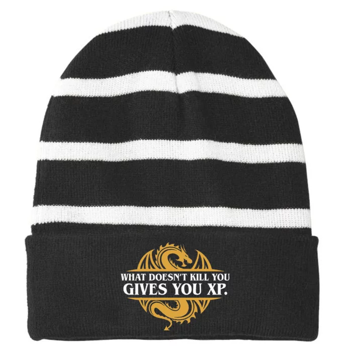 What Doesnt Kill You Gives You X.P Rpg Gamers Striped Beanie with Solid Band