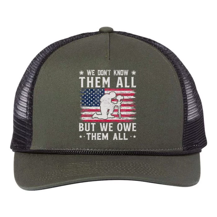 We Don't Know Them All But We Owe Them All Veterans Day Retro Rope Trucker Hat Cap