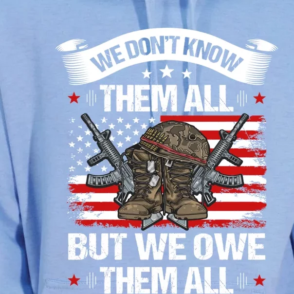 We Dont Know Them All But We Owe Them All Usa Flag Veterans Gift Unisex Surf Hoodie