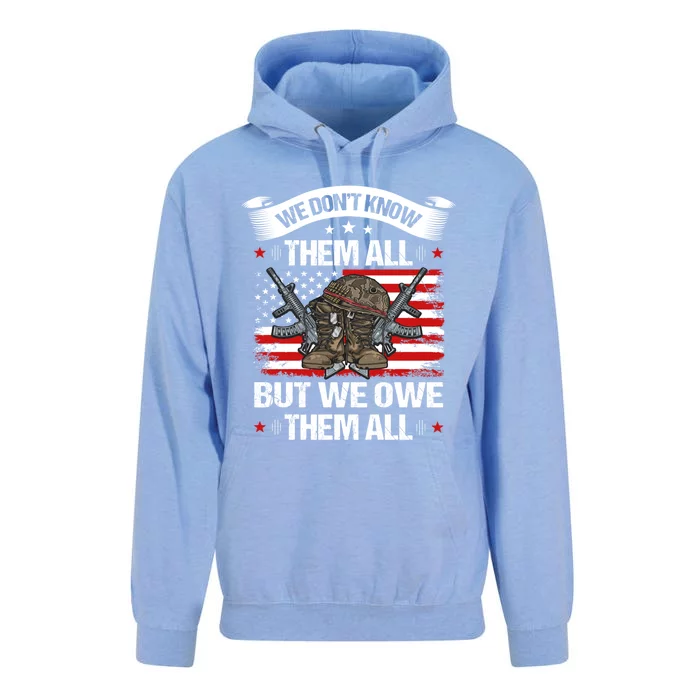 We Dont Know Them All But We Owe Them All Usa Flag Veterans Gift Unisex Surf Hoodie