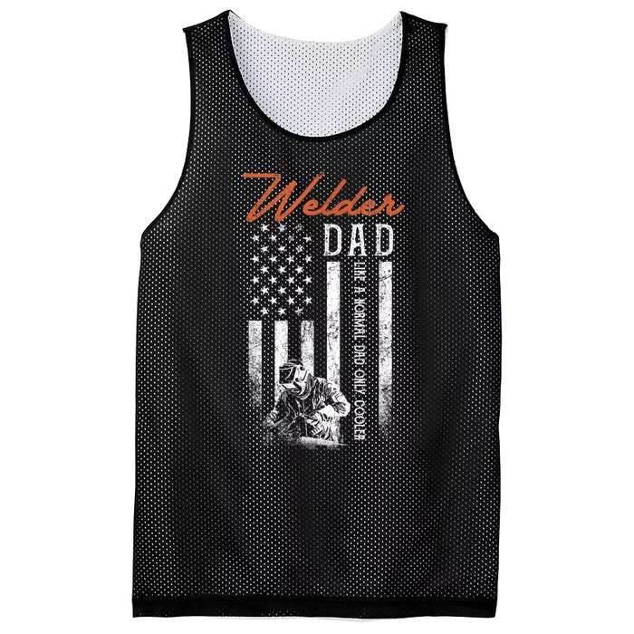 Welder Dad Like A Normal Dad Only Cooler USA Flag Welding Mesh Reversible Basketball Jersey Tank