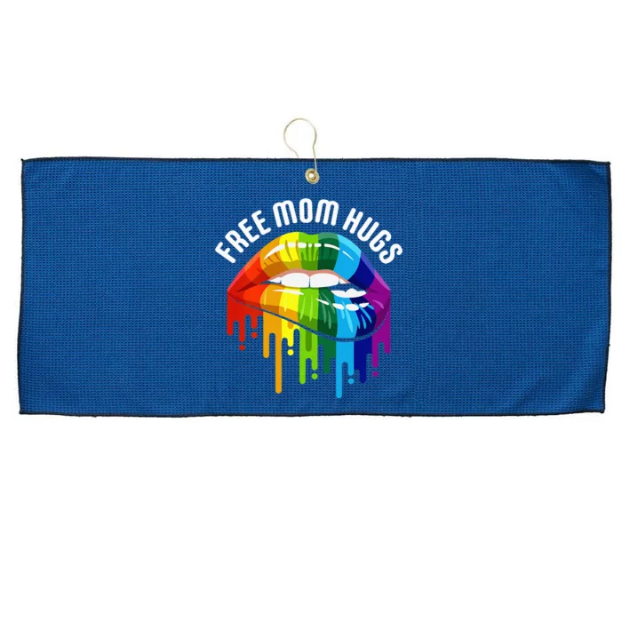 Womens Dripping Lips Rainbow LGBTQ Mother FREE MOM HUGS Large Microfiber Waffle Golf Towel