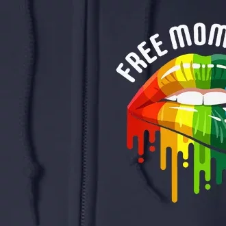 Womens Dripping Lips Rainbow LGBTQ Mother FREE MOM HUGS Full Zip Hoodie