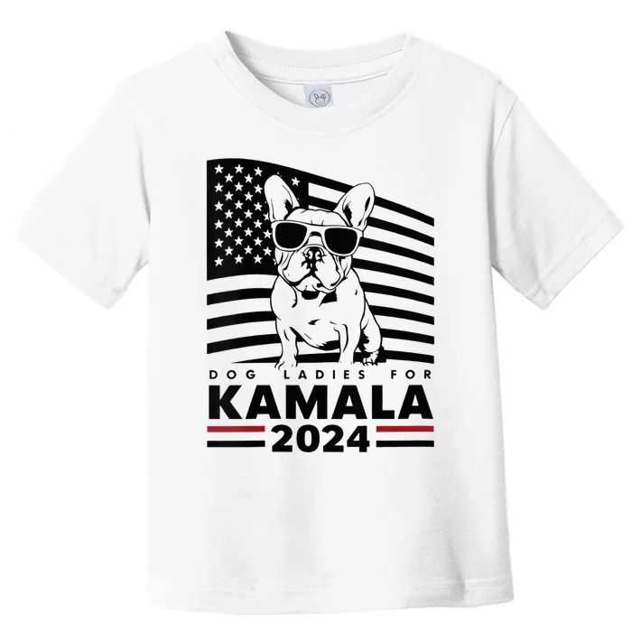 Wo Dog Ladies For Kamala Harris 2024 Funny Election Graphic Vneck Toddler T-Shirt