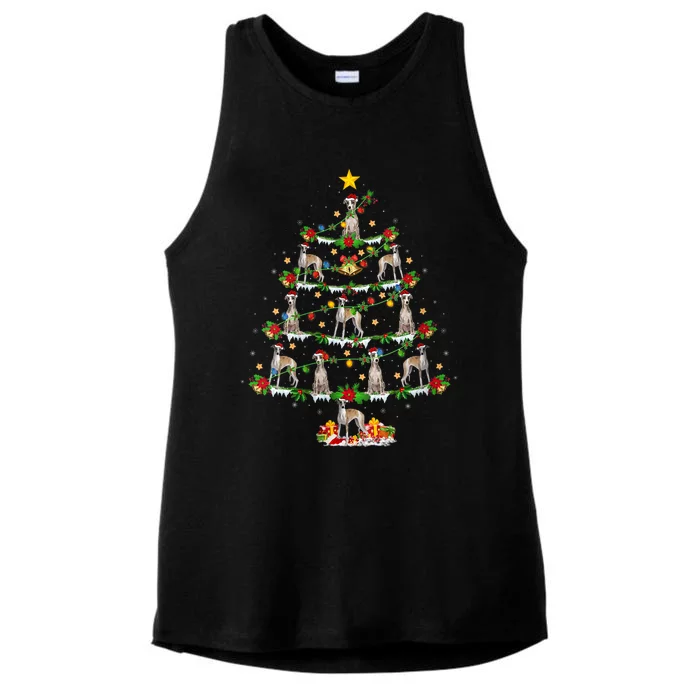 Whippet Dog Lover Xmas Lighting Whippet Christmas Ree Ladies Tri-Blend Wicking Tank