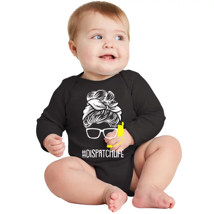 Womens Dispatch Life 911 Dispatcher Thin Gold Line Operator Baby Long Sleeve Bodysuit