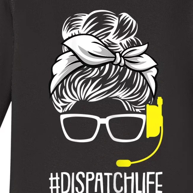 Womens Dispatch Life 911 Dispatcher Thin Gold Line Operator Baby Long Sleeve Bodysuit