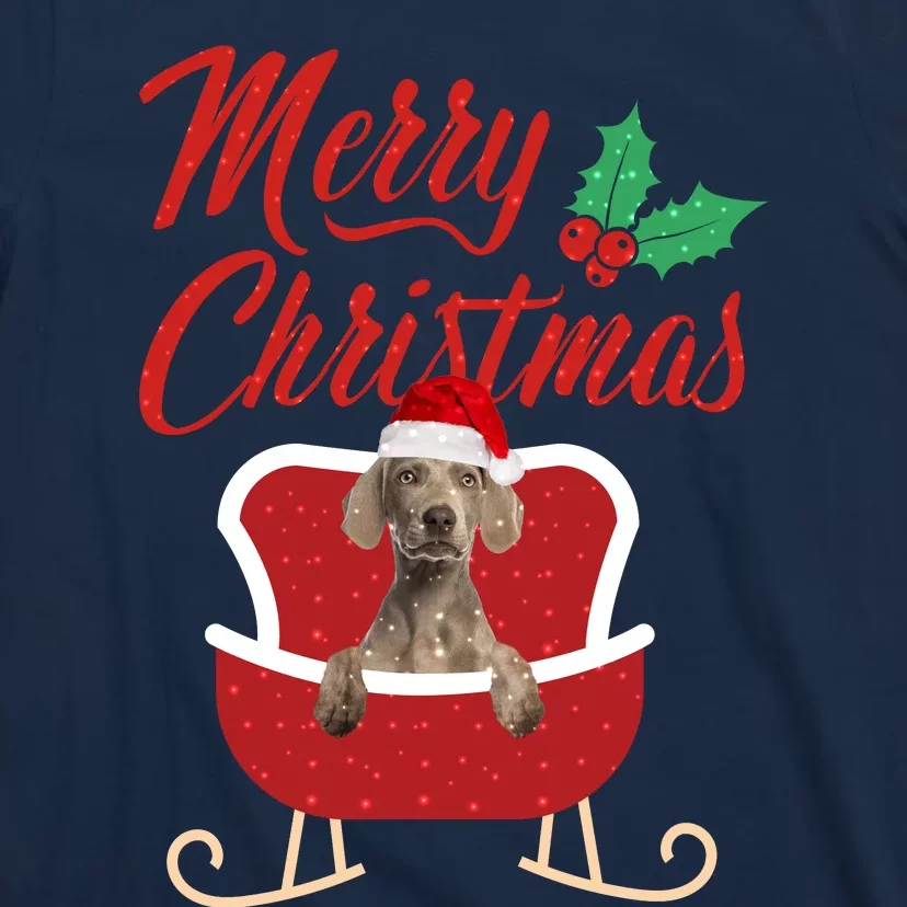 Weimaraner Dog Merry Christmas Design For The Holiday Season! T-Shirt