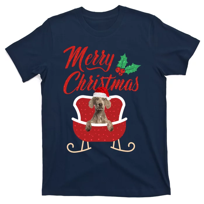 Weimaraner Dog Merry Christmas Design For The Holiday Season! T-Shirt