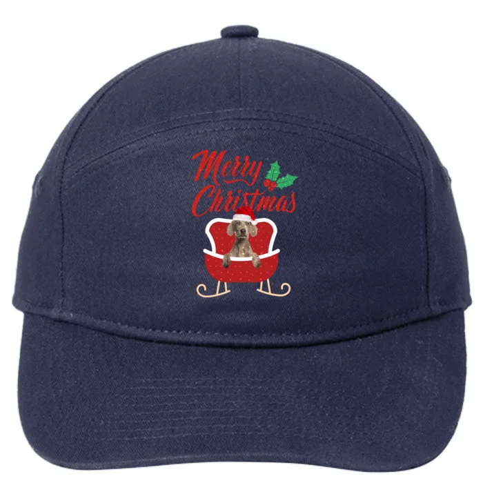 Weimaraner Dog Merry Christmas Design For The Holiday Season! 7-Panel Snapback Hat