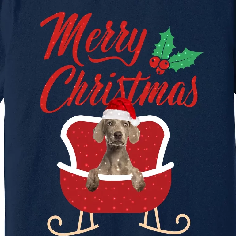 Weimaraner Dog Merry Christmas Design For The Holiday Season! Premium T-Shirt