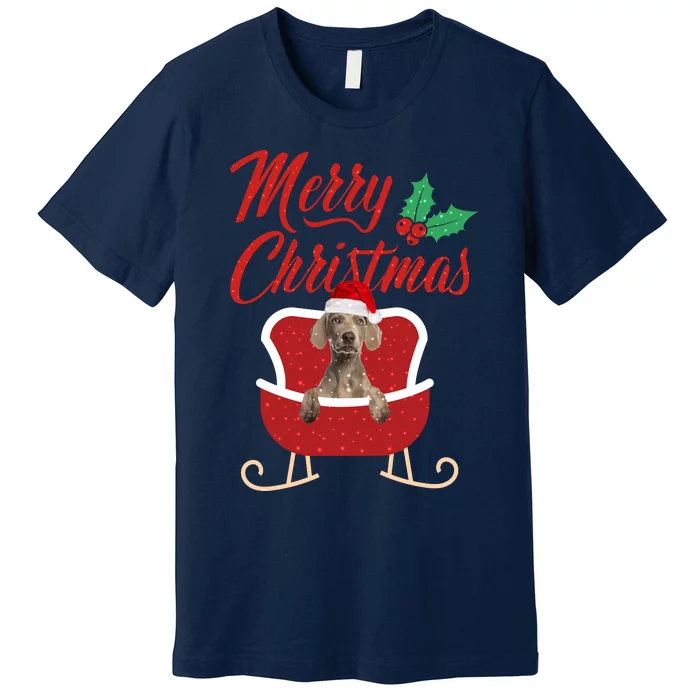 Weimaraner Dog Merry Christmas Design For The Holiday Season! Premium T-Shirt