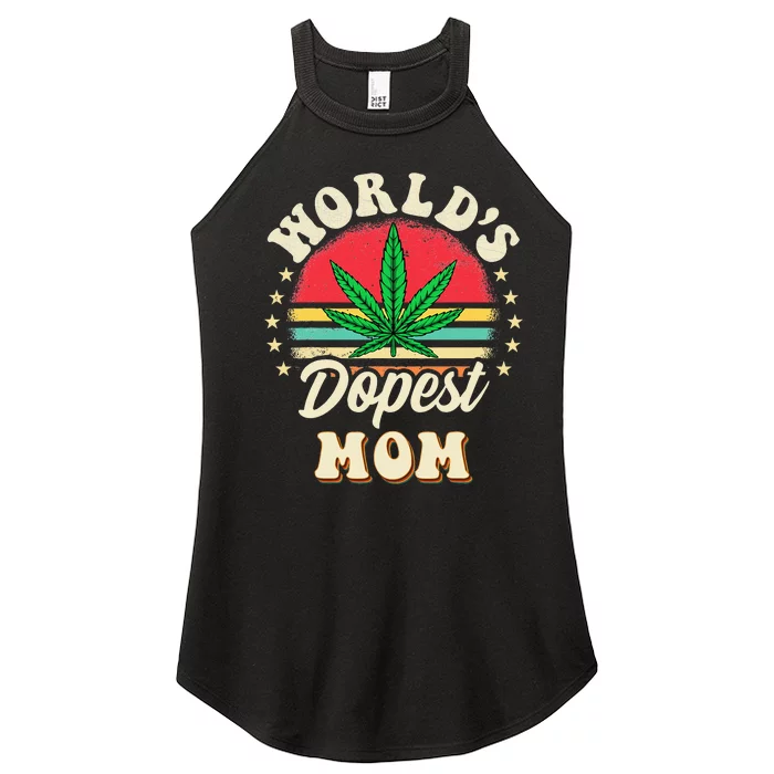 Worlds Dopest Mom Vintage Sunset 420 Family Matching Outfits Women’s Perfect Tri Rocker Tank