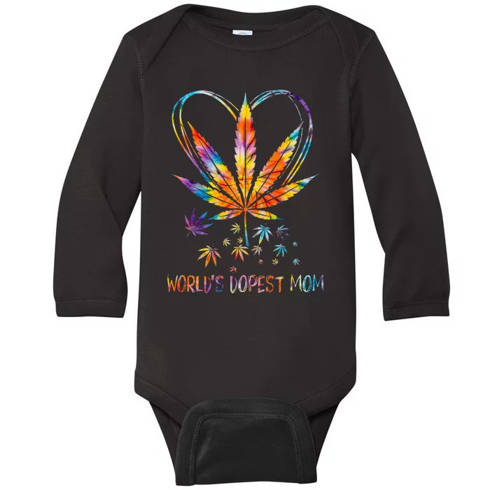 World's Dopest Mom Weed Leaf 420 Funny Mother's Day Baby Long Sleeve Bodysuit