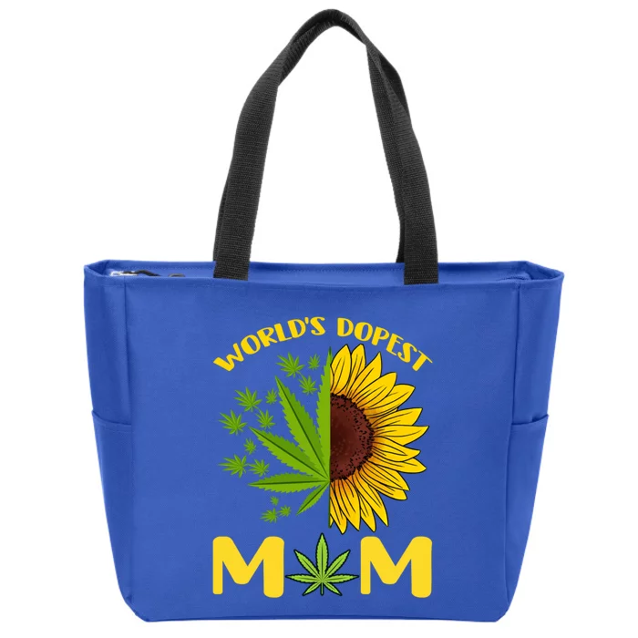 World's Dopest Mom Weed Marijuana Cannabis Weed Mother's Day Cool Gift Zip Tote Bag