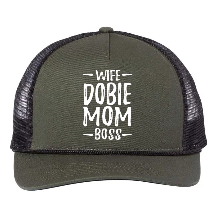 Wife Dobie Mom Boss For Dober Dog Mom Gift Retro Rope Trucker Hat Cap