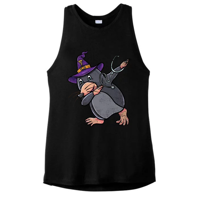 Witch Dabbing Mole Nurse Vintage Gift Ladies Tri-Blend Wicking Tank