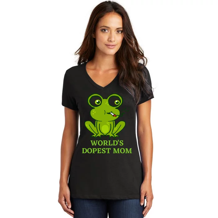 Worlds Dopest Mom Women's V-Neck T-Shirt