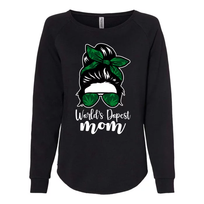 World's Dopest Mom Weed Hair Bun Womens California Wash Sweatshirt