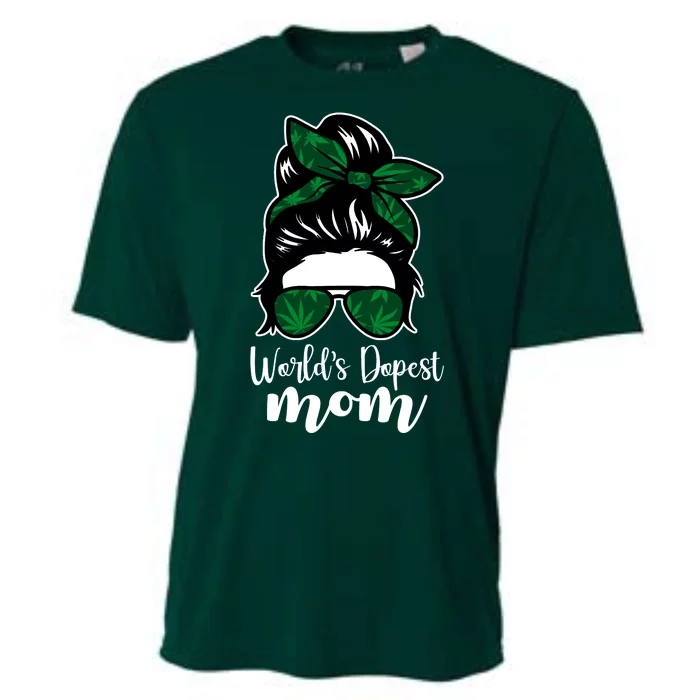 World's Dopest Mom Weed Hair Bun Cooling Performance Crew T-Shirt