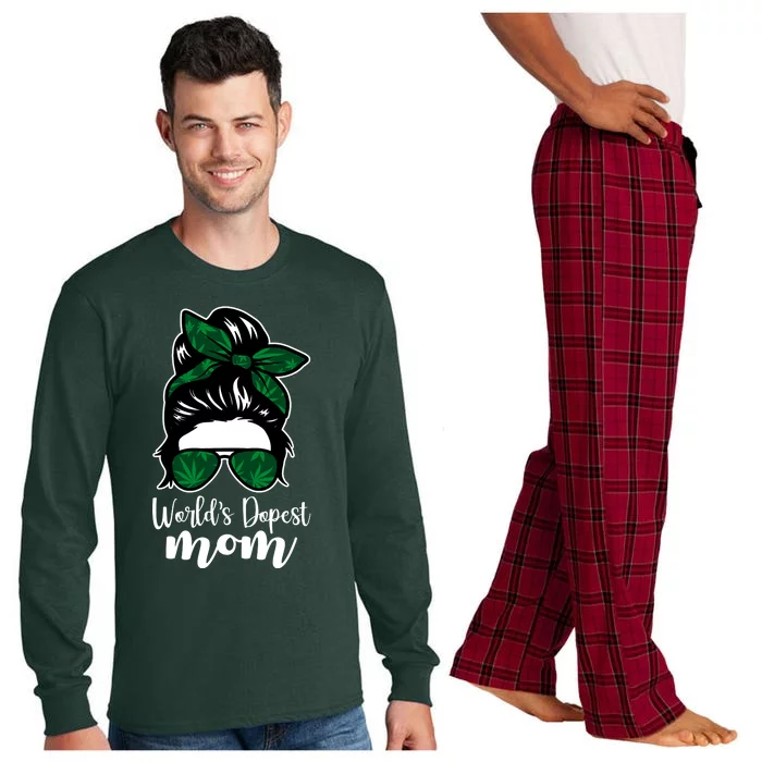 World's Dopest Mom Weed Hair Bun Long Sleeve Pajama Set