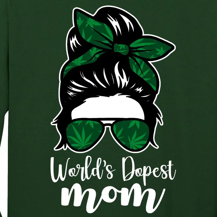 World's Dopest Mom Weed Hair Bun Tall Long Sleeve T-Shirt