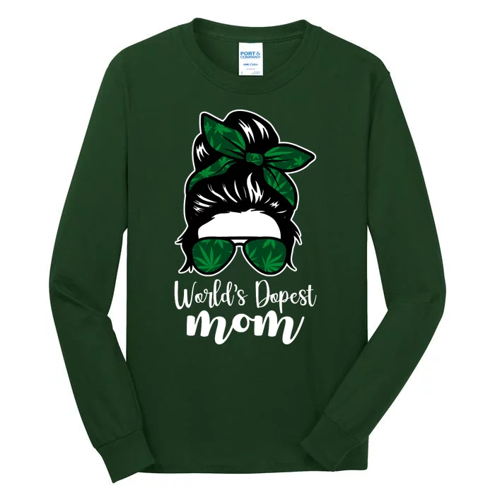 World's Dopest Mom Weed Hair Bun Tall Long Sleeve T-Shirt