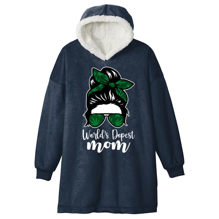 World's Dopest Mom Weed Hair Bun Hooded Wearable Blanket