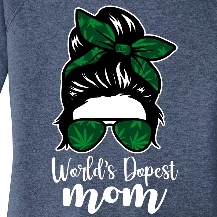 World's Dopest Mom Weed Hair Bun Women's Perfect Tri Tunic Long Sleeve Shirt